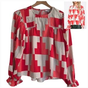 Fate Geometric Colorblock Blouse